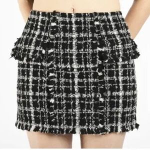Ronny Kobo Quinn knit mini skirt cable knit boucle tweed wool/poly/elastin Nwts